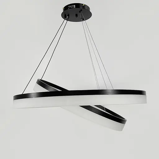 Современная подвесная LED люстра в черном каркасе на два кольца 80 и 60 см Ст. M 2702-800+600 BK Line F - фото 4