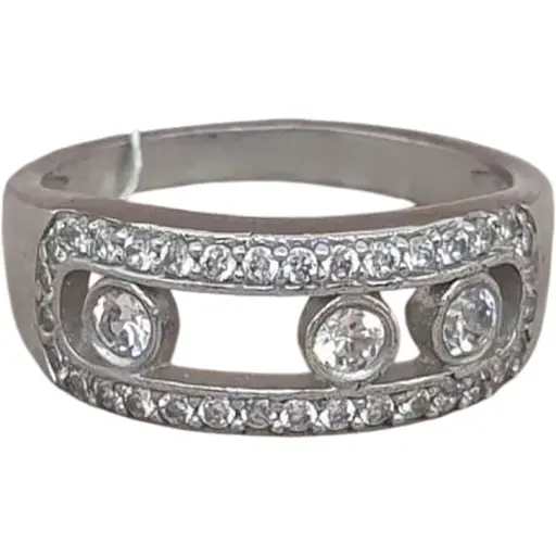 Серебряное кольцо Агни Мессика с фианитами. 1637/1Р-CZ 17