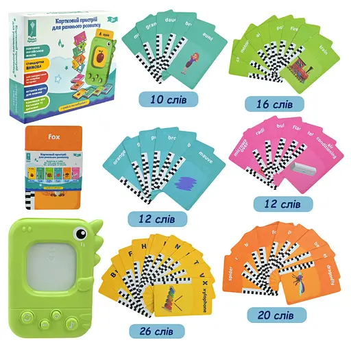 Карточное устройство "Динозаврик" PL-724-01, 96 учебных карточек по 6 темам - фото 2