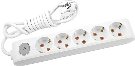 Подовжувач 5/3м з/заземл. з кнопкою білий (Multi-Let)