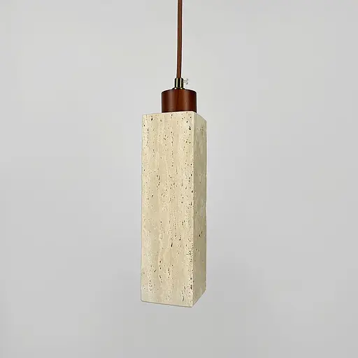 Світильник із підвісним травертиновим корпусом дерев'яною фурнітурою 6.5х6.5х28 см Line F ST003-65 x 230 - фото 3