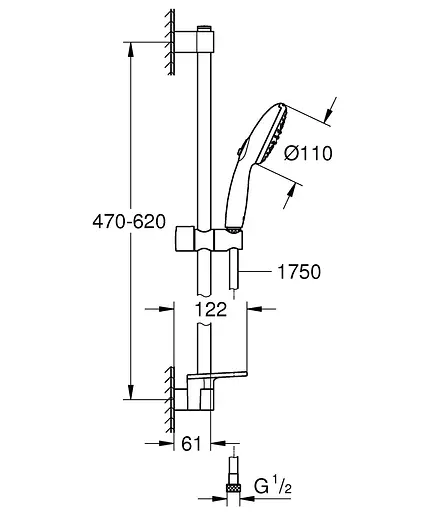 Душовий гарнітур Grohe Tempesta 2 режими струменя 110 26638003, Хром - фото 9