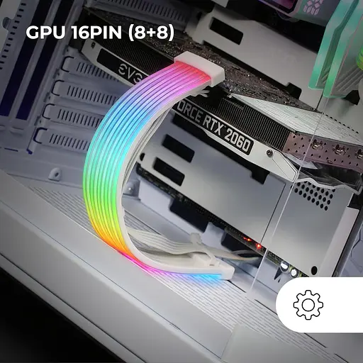 ARGB-оболочка для 16-контактного (8+8) кабеля питания Mars Gaming MCA-16X, PCIe для видеокарты - фото 2