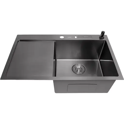 Комплект чорної кухонної мийки та змішувача Nett з нержавіючої сталі NB-7848