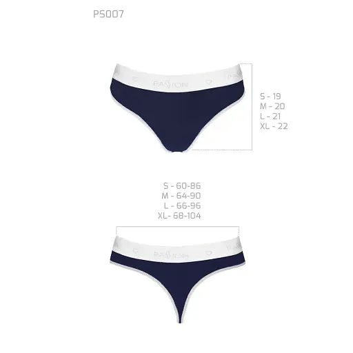 Спортивные трусики-стринги Passion PS007 Panties navy blue L - фото 4