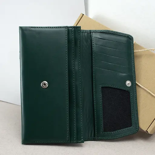 Кошелек женский кожаный Leona зеленый питон - фото 2