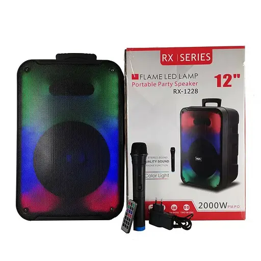 Портативная акустическая колонка RX-1228 с микрофоном и пультом - фото 4