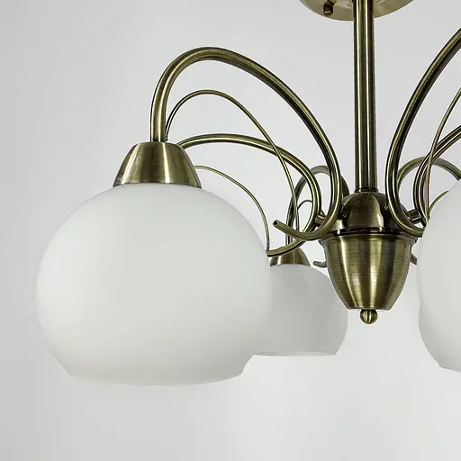 Люстра в бронзовому корпусі на 6 білих плафонів Line.F 91063/6 AB+WT - фото 4