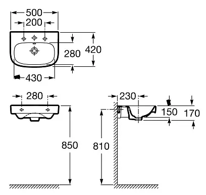 Умивальник Roca Debba A325996000, Білий - фото 2