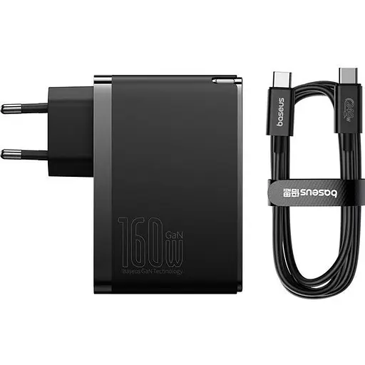 Мережевий зарядний пристрій Baseus GaN5 Pro Fast Charger 160W + Cable USB-C to USB-C Black (P10110825113-00) [136665] - фото 1