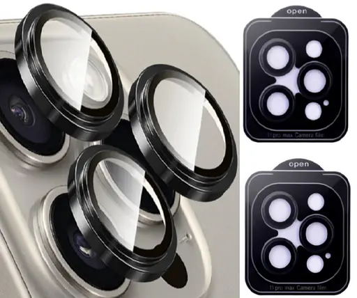 Защитное стекло на камеру DK для Apple iPhone 11 Pro Lens Metal Ring Eagle Eye 015724 black 2 шт. - фото 2