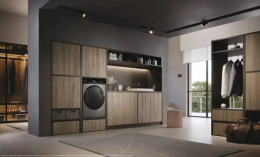 Стирально-сушильная машина Haier фронтальная 8(5) кг 1400 A 46 см дисплей пара инвертор люк черный прямой привод серебристый - фото 2
