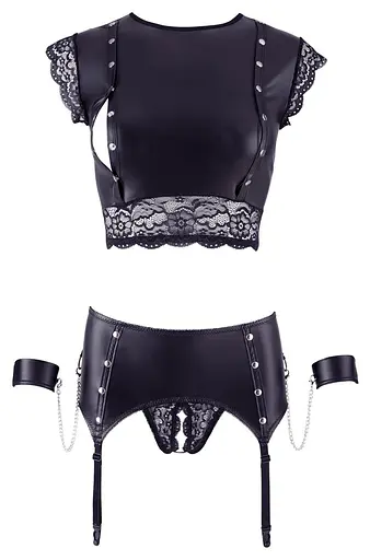 Комплект Cottelli Collection Bondage Top and Suspender Briefs L чорний - фото 7