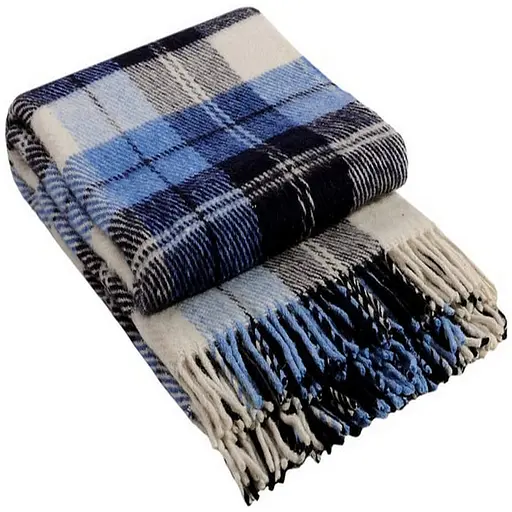 Плед вовняний Vladi Ельф 170х210 біло-синій-темно-синій 2 - фото 1