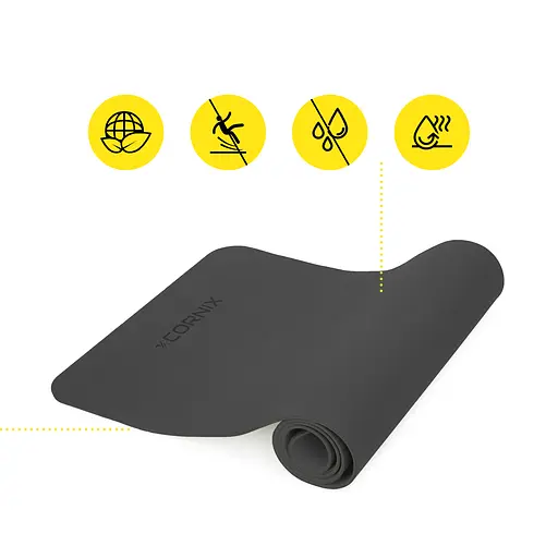 Коврик спортивный Cornix TPE 183 x 61 x 0.6 см для йоги и фитнеса XR-0350 Black - фото 3