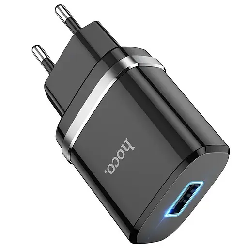 Сетевое зарядное устройство Hoco N1, 12W 2.4 A с USB-разъемом и кабелем Type-C в комплекте черный - фото 4