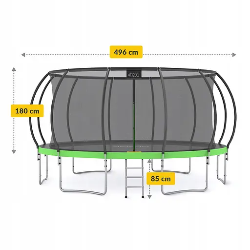 Батут с внутренней сеткой 4FIZJO PRO 16FT 496 см Black/Green (P-5907739319241) - фото 7