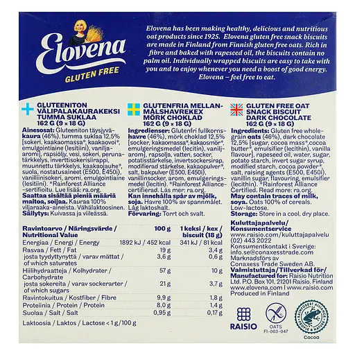 Галети Elovena вівсяні з чорним шоколадом без глютен 162 г - фото 3