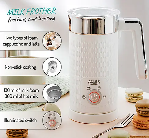 Вспениватель молока Adler AD 4494 white — вспенивание и подогрев (латте и капучино) - фото 9