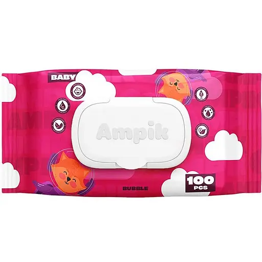 Вологі серветки Ampik Light дитячі 100 шт. рожеві - фото 2