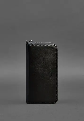 Кожаный портмоне на молнии 6.1 Черный - фото 2