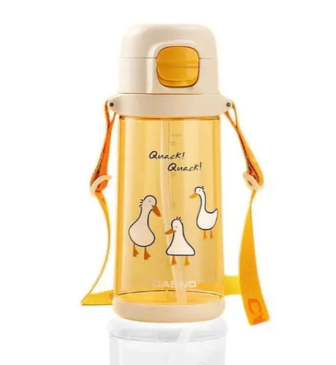 Пляшка для води Casno 690 мл KXN-1219 Помаранчева (Гуси) з соломинкою (KXN-1219_Orange) - фото 2