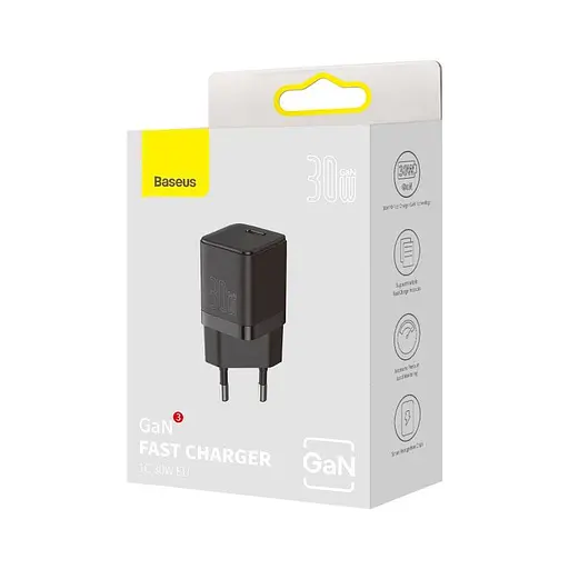 Адаптер сетевой Baseus GAN3 Fast Charger 1C Type-C, 30W/3A, PD/QC| (CCGN010101) - фото 2