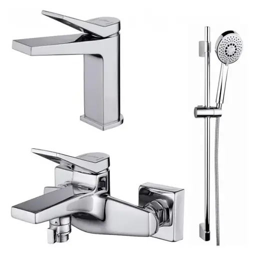Комплект змішувачів для ванної кімнати Cersanit Cromo B247 S601-127 з душовим набором Neno 30412 - фото 1