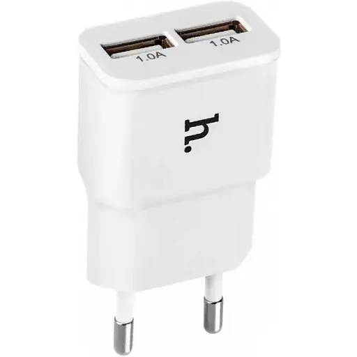 Адаптер мережевий Hoco UH202 блок живлення на 2 USB-порти 2.1 A білий - фото 1