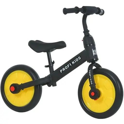 Детский беговел-велосипед MBB 1012-4 Profi Kids 12" EVA-колеса эксцентрик черно-желтый