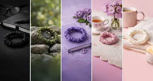 Набор из 5 штук шелковых резинок для волос Чумацкий Шлях - выбери настроение - Choose Your Mood Размер S (1239-02) - фото 2