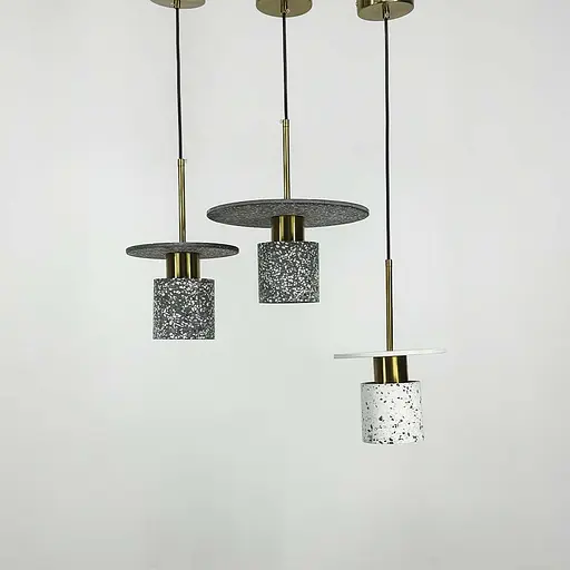 Підвіс Terrazzo Cylinder із сірим бетонним плафоном 30 см в стилі Ар-деко Line.F MJ 162-300 BK - фото 1