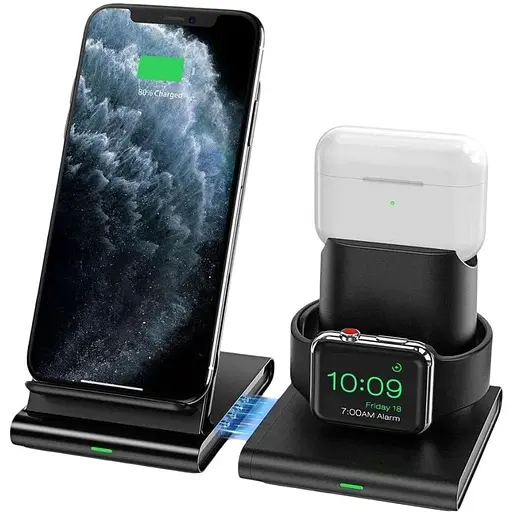 Підставка для швидкого бездротового зарядного пристрою Seneo 3-в-1 для Apple PA191B 7.5 Вт