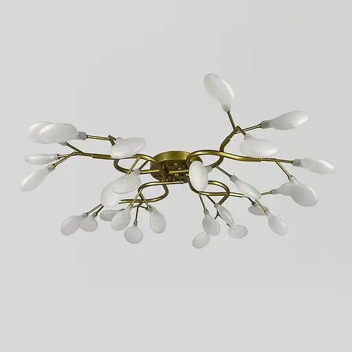 Люстра стельова з пелюстками на 28 ламп в золотистому корпусі | Line F | Арт. N686/28C стельова GD FR - фото 4