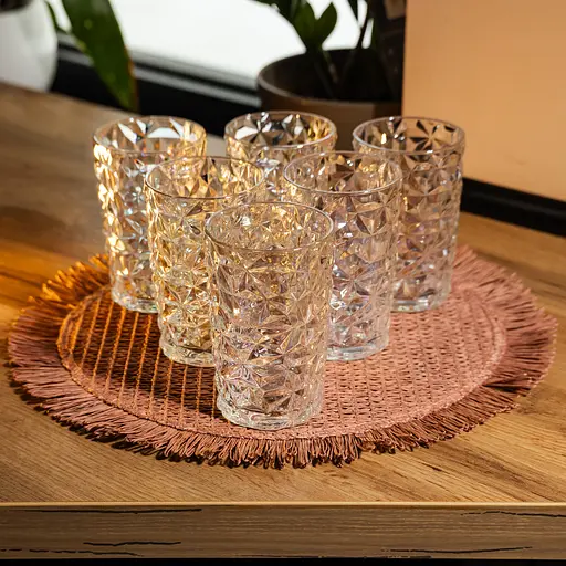 Набор стеклянных стаканов 6 штук 350 мл для сока лимонадов воды коктейлей стаканы стеклянные для напитков Yiwu HP-19-167 - фото 2