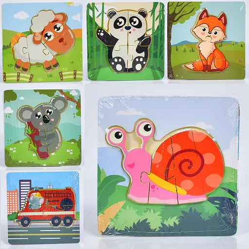 Дерев’яна іграшка Пазли, 10x10x0.5 см (В асортименті)