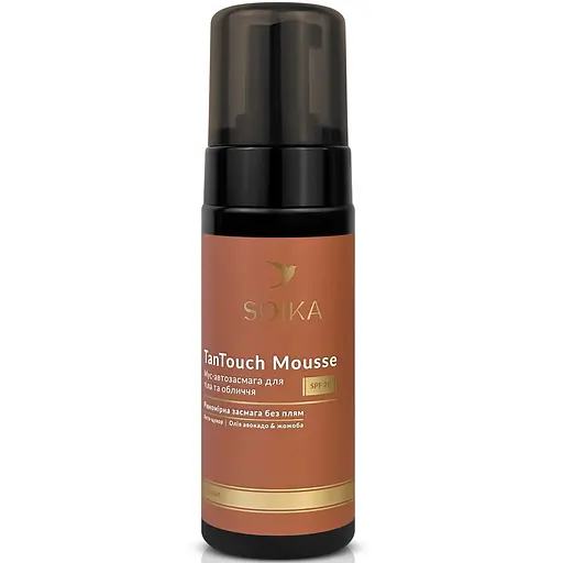 Мус-автозасмага для обличча і тіла з кето-цукром, олією авокадо, жожоба SPF 20 Soika TanTouch Mousse 150 мл - фото 1