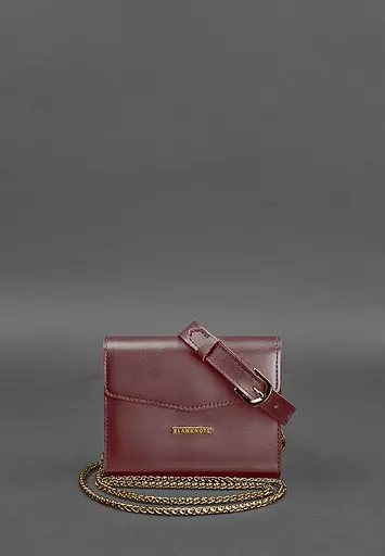 Жіноча шкіряна сумка поясна / кроссбоді Mini бордова - фото 3