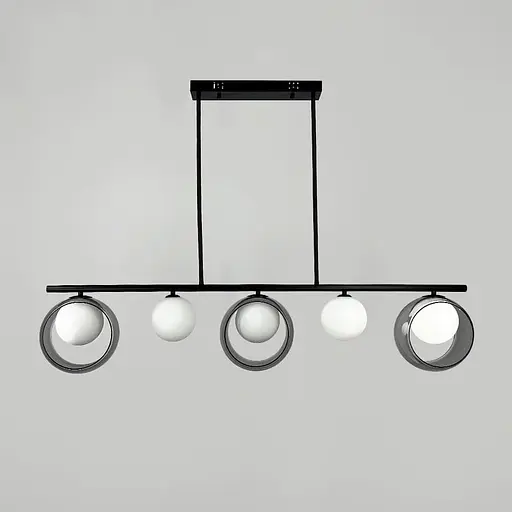 Удлиненный светильник с 5 белыми плафонами в черном корпусе 110 см | Line F | Ст. AA251/5 BK - фото 5