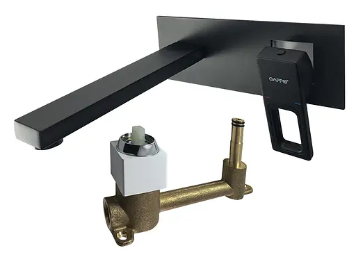 G1017-16 Змішувач для умивальника настінний чорний Gappo 1/8 Чорний матовий - фото 2