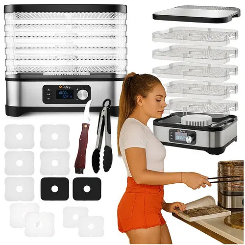 Дегідратор сушарка для фруктів та овочів RUHHY 25928 400 Вт 5 лотків - фото 2