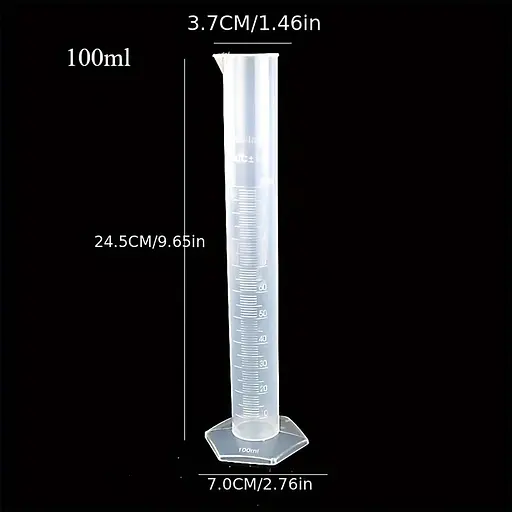 Мірний циліндр пластиковий колба градуйований стакан для спиртометра та виноміра 100 мл Прозорий 87377 - фото 3