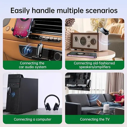 C83Pro Bluetooth Приймач-передавач 3,5 мм 2-в-1 5.4 Bluetooth-адаптер для літака для автомобіля, ПК, телевізора - фото 3