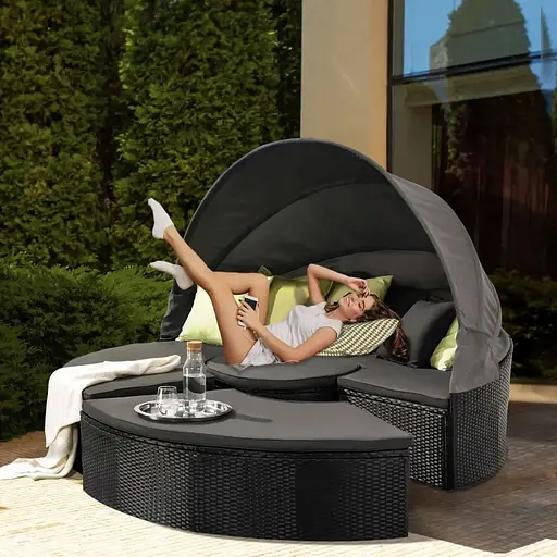 Садові меблі Outtec Round Lounge Chairs чорно-графітові - фото 9