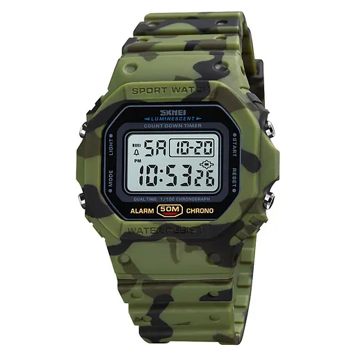 Часы наручные мужские Skmei 1628 Army Green Camo, 1628CMGN (12266)