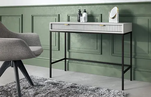 Стіл туалетний Perfect Home Нова / Nova з 2 шухлядами та чорними ніжками T104 Сірий (PFH-091268)