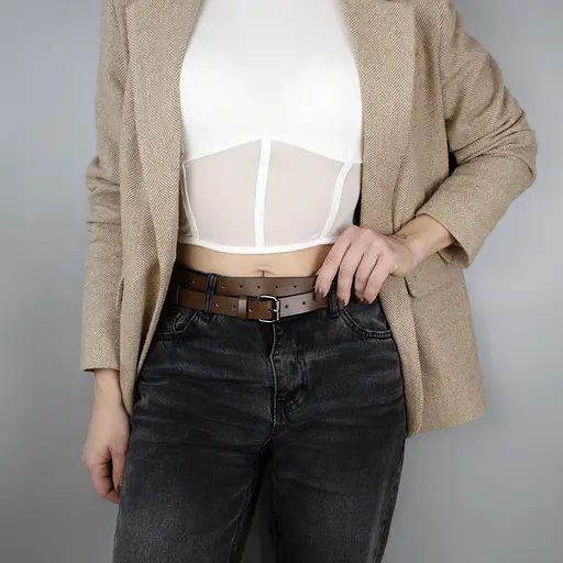 Ремінь жіночий шкіряний у два обороти SF-2501 світло-коричневий (180-230 см) - фото 8