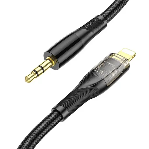 Аудіокабель HOCO UPA25 Transparent Discovery Edition Digital audio conversion cable iP Black - фото 3