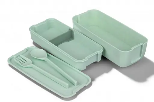 Ланч-бокс эко на 2 яруса с приборами Laprida Delicious lunch 02 Зеленый 750 мл (64-21-1172) - фото 6