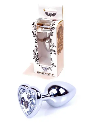 Металева анальна пробка з кристалом Boss Jewellery 7 см (прозорий)